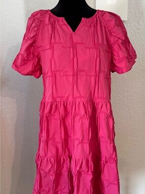 Magenta brand  Pintuck Tunic Dress in Vibrant Pink size S